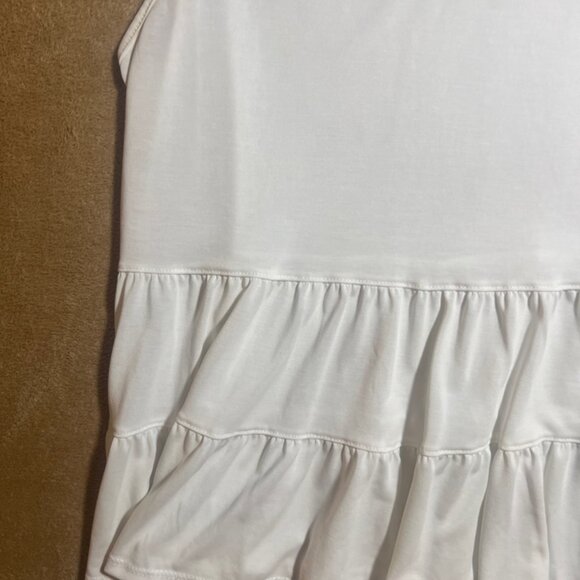 Green Envelope Los Angeles Women Large White Tank Ruffled Bell Bottom Blouse - Picture 3 of 6